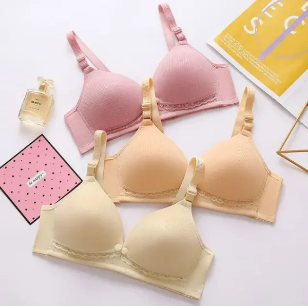 Maternity bra with front button and hook system