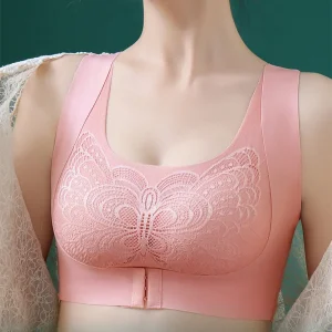 Anti-Sagging Full Coverage Bra with Butterfly Lace Design